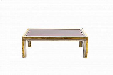 Low coffee table in metal, brass and beveled glass by Romeo Rega, 1970s