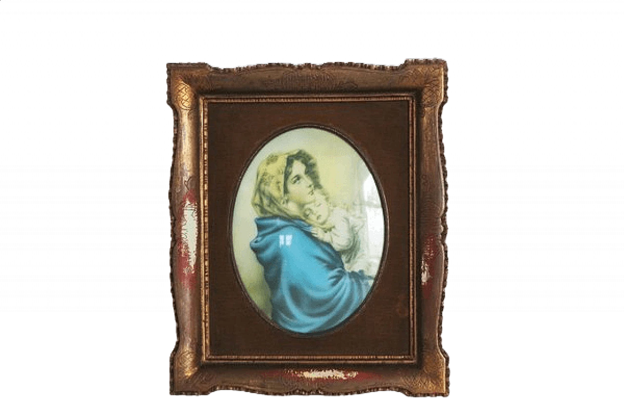 Devotional painting in plastic with wooden frame, 1960s 1406879