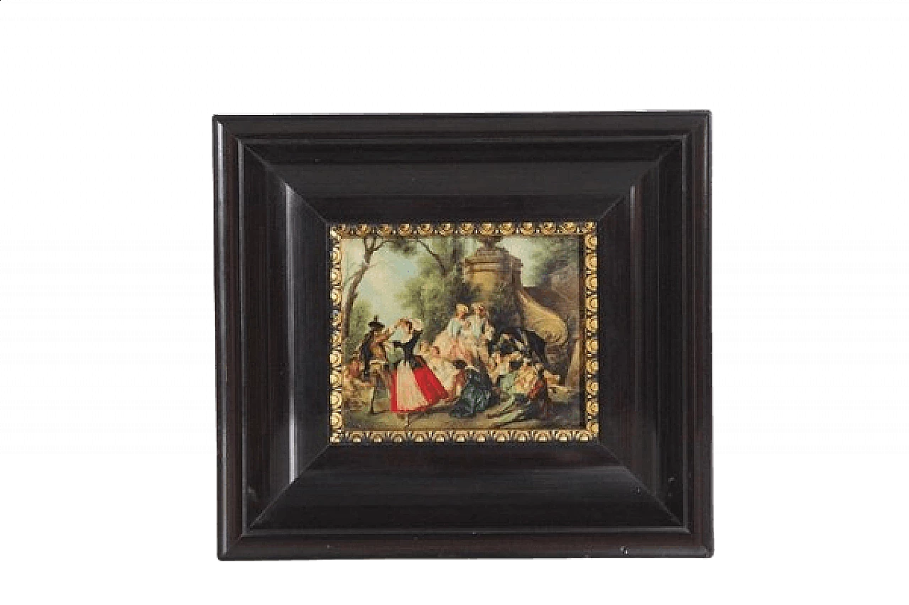 Gallant scene, painted print, 1970s 1406858