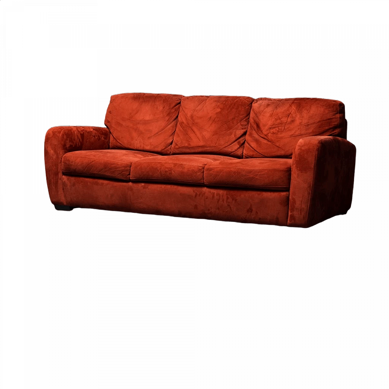 Divano 3 posti in alcantara bordeaux e plastica, anni '70 10