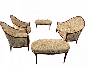 Art Deco sofa, pair of armchairs and pair of ottomans, 1930s