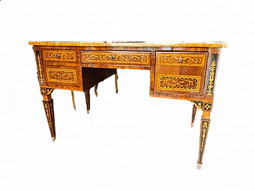 Louis XVI style writing desk in wood and briarwood, 18th century