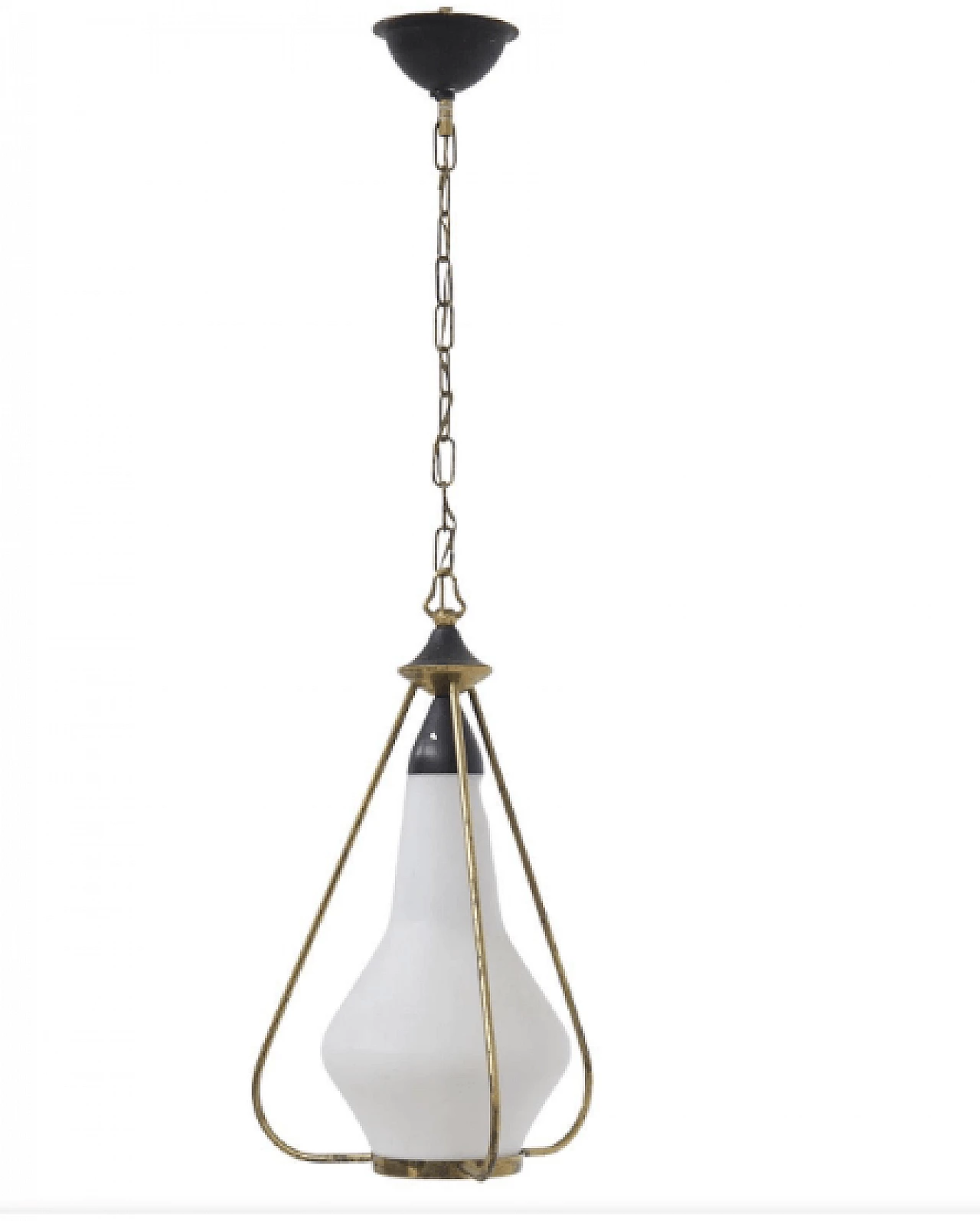 Pendant chandelier in glass and brass by Stilnovo, 1960s 1