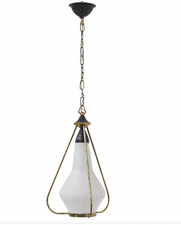 Pendant chandelier in glass and brass by Stilnovo, 1960s