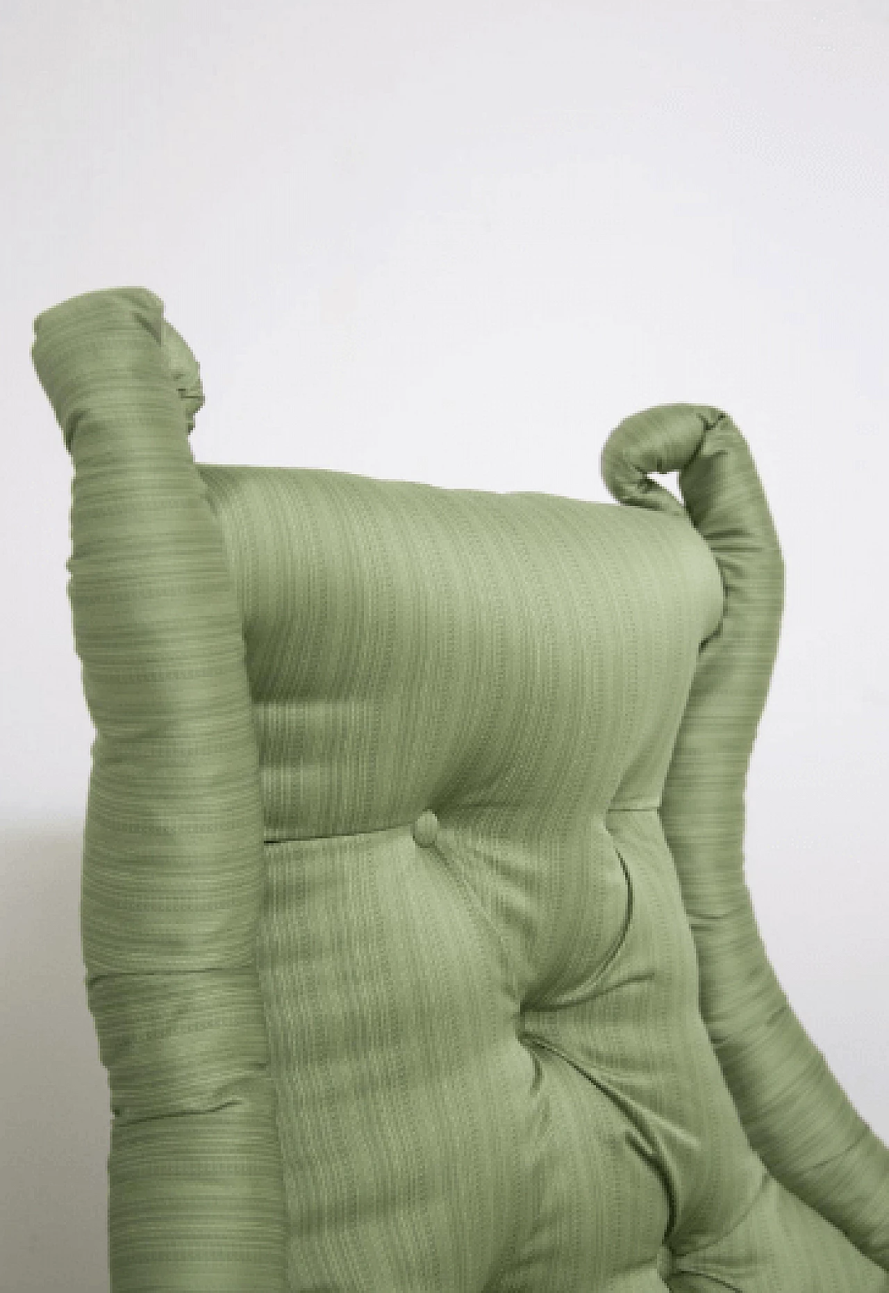 Corner sofa in wood and green silk satin, 1940s 3
