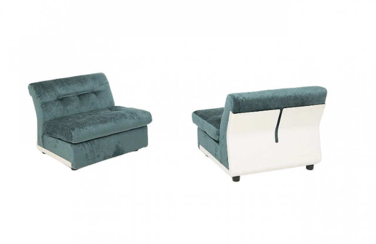 Pair of Amanta armchairs in green velvet by Mario Bellini for C&B, 1960s 1