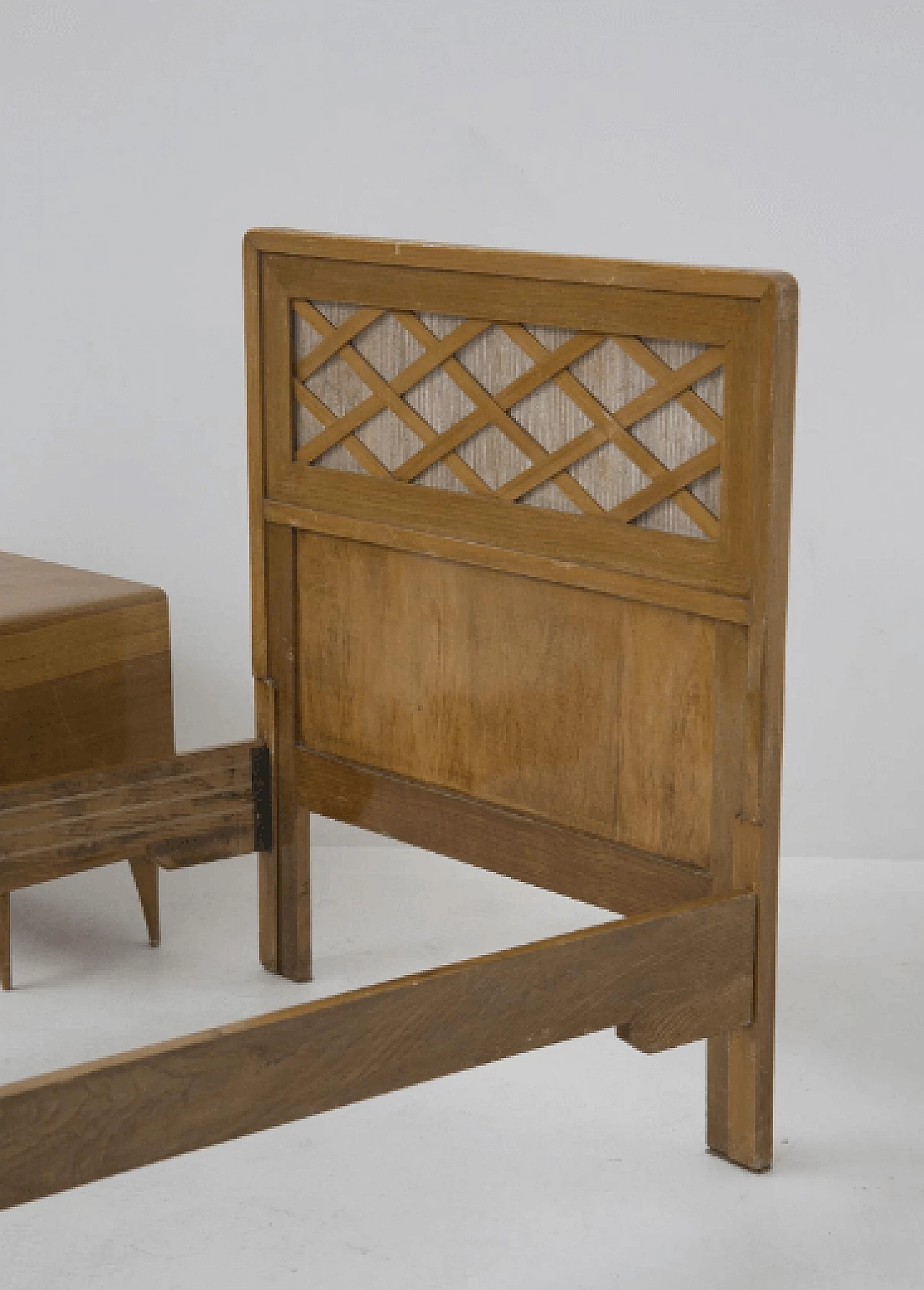 Single bed with wooden bedside table by Paolo Buffa , 1950s 11