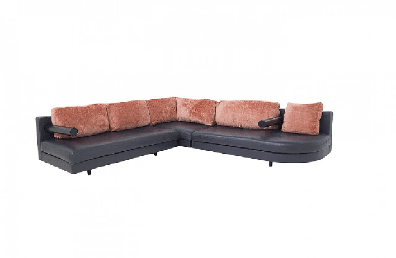 Corner sofa in leather by Antonio Citterio for B&B Italia, 1980s 1