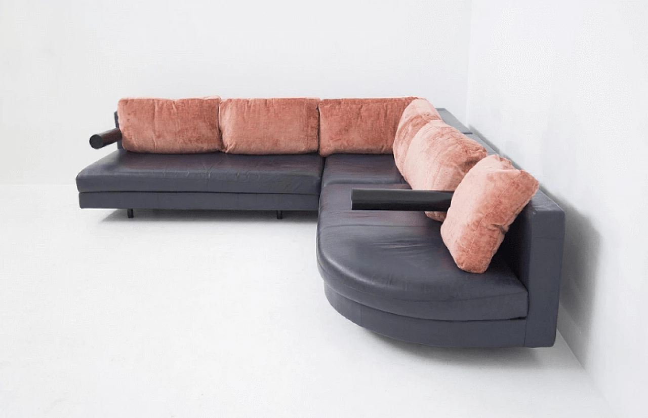 Corner sofa in leather by Antonio Citterio for B&B Italia, 1980s 8
