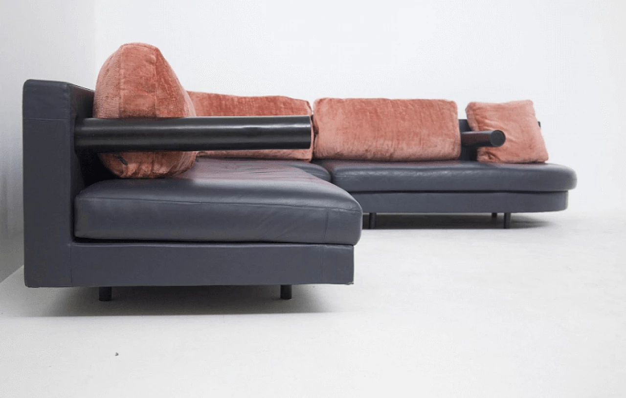 Corner sofa in leather by Antonio Citterio for B&B Italia, 1980s 10
