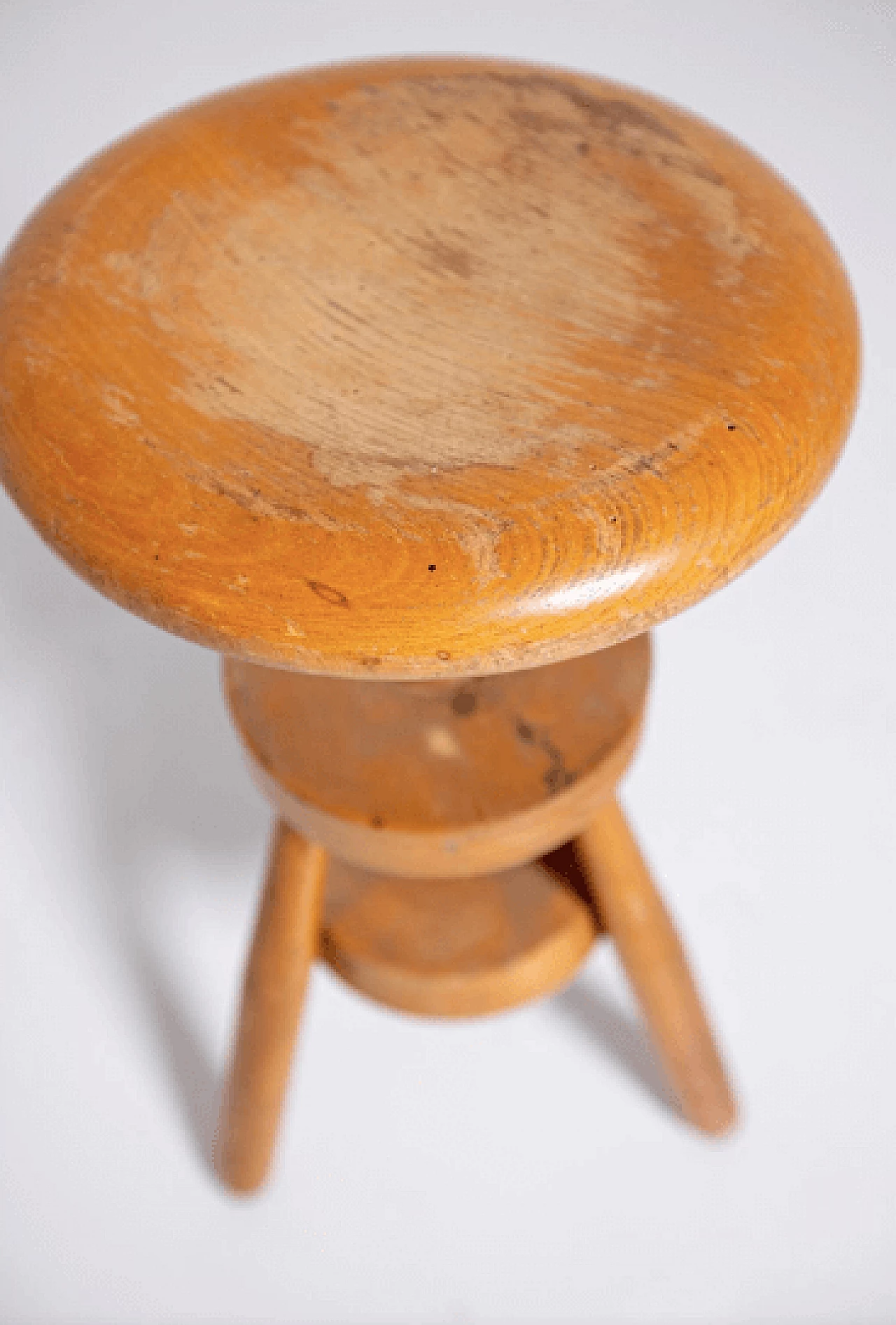 Industrial swivel stool in wooden, 1950s 5