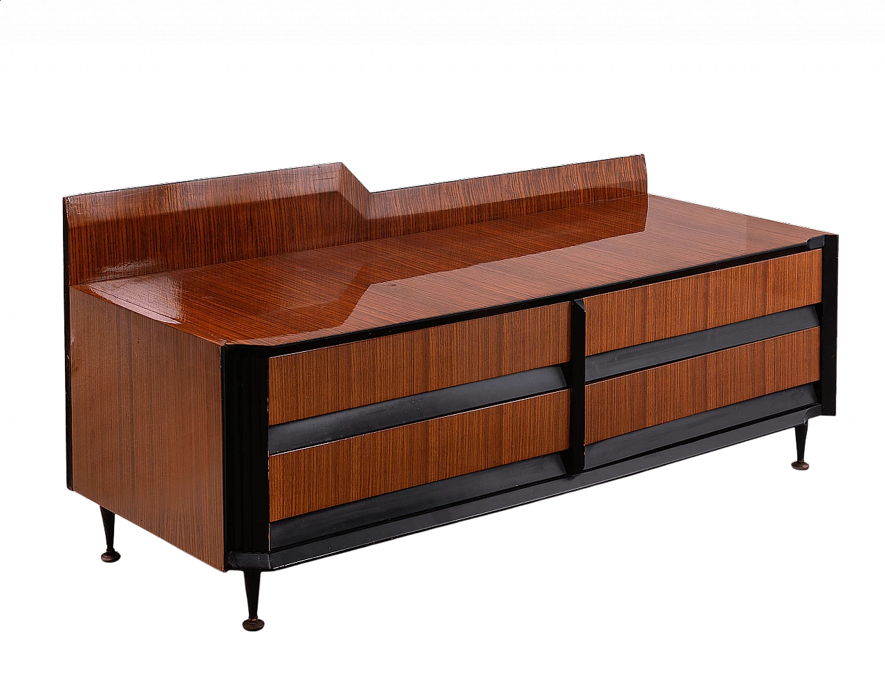 Cassettiera in legno e piedini in ottone di Dassi, anni '60 13