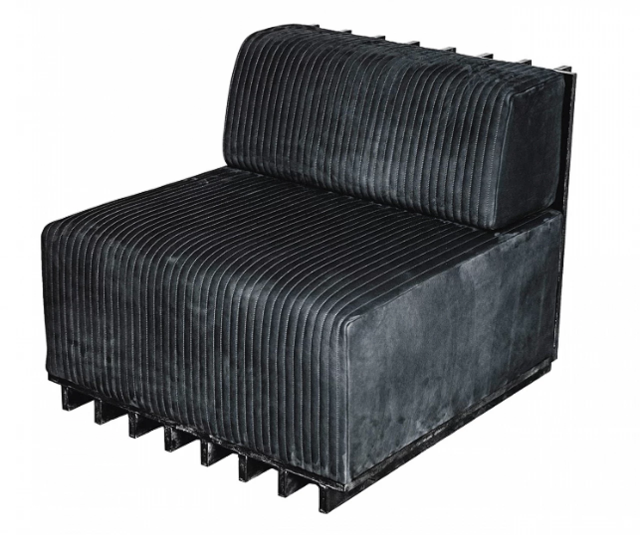 Lamé sofa in wooden with leather seat, '2000 1