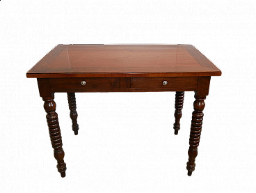 Solid walnut and cherry writing desk, 20th century