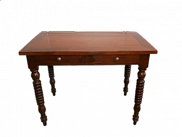 Solid walnut and cherry writing desk, 20th century