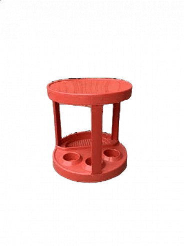 Carrello bar in plastica rossa, anni '70