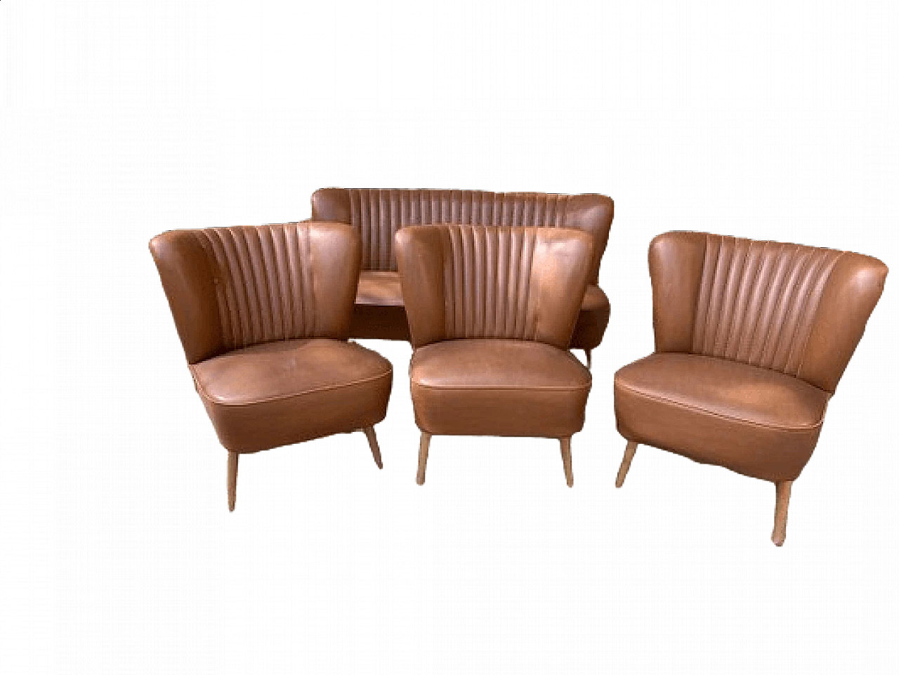 4 Cocktail armchairs and sofa, 1950s 7