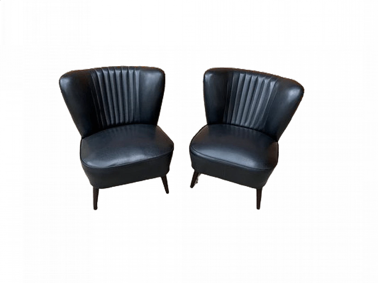 Pair of black cocktail armchairs, 1950s 6