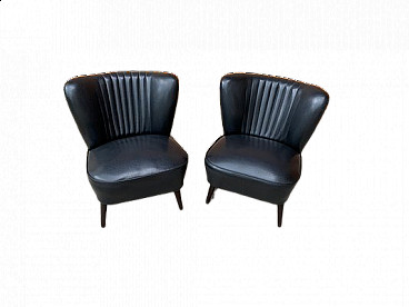 Pair of black cocktail armchairs, 1950s