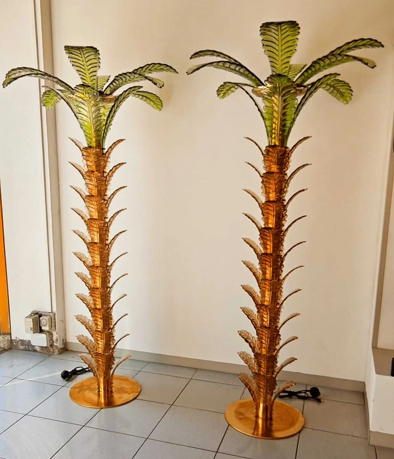 Pair of Murano glass palm-shaped floor lamps, 1970s 2