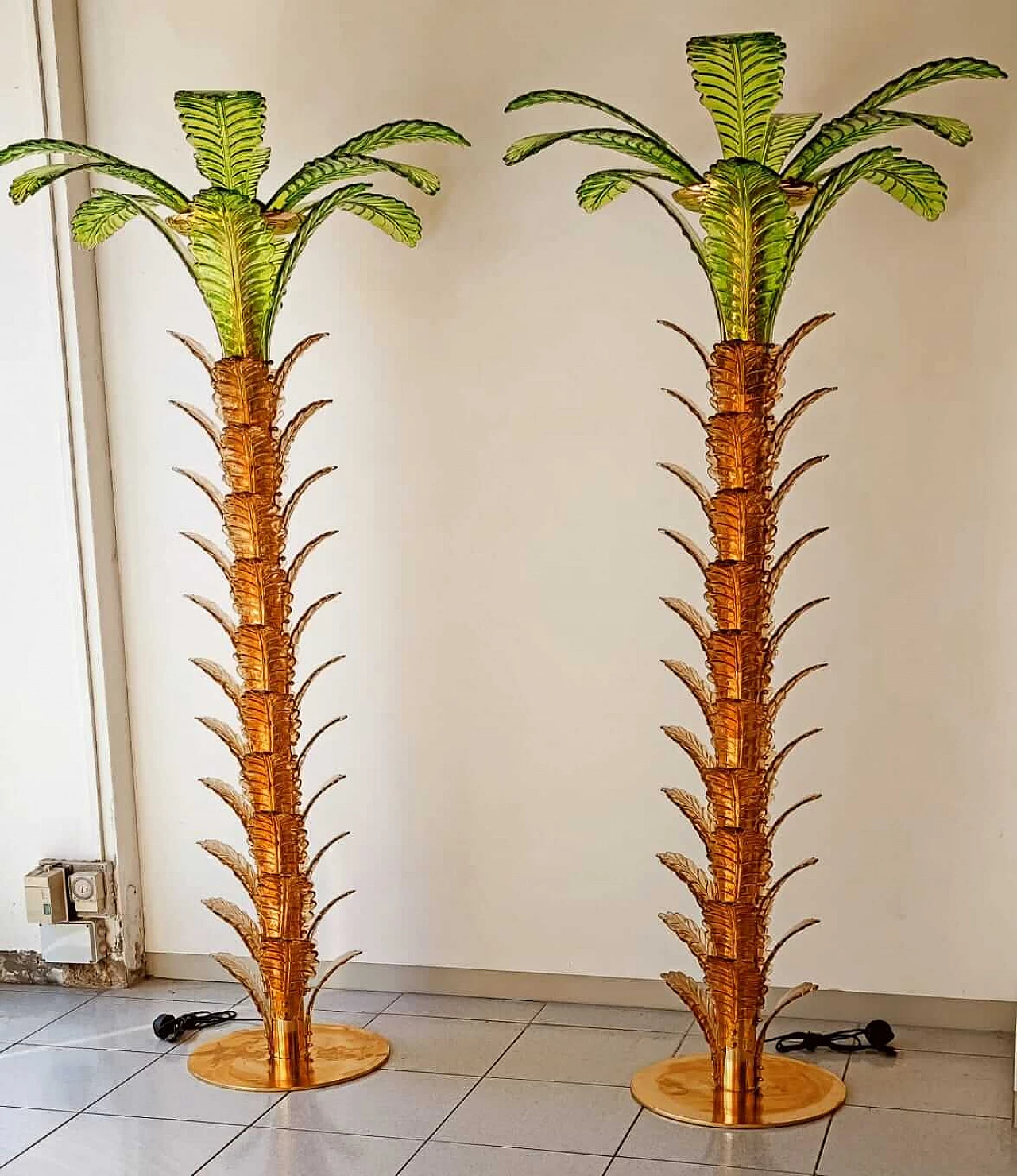 Pair of Murano glass palm-shaped floor lamps, 1970s 4