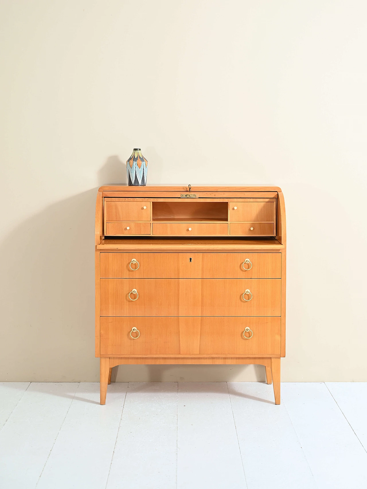 Teak secretaire cabinet with flap, 1940s 2