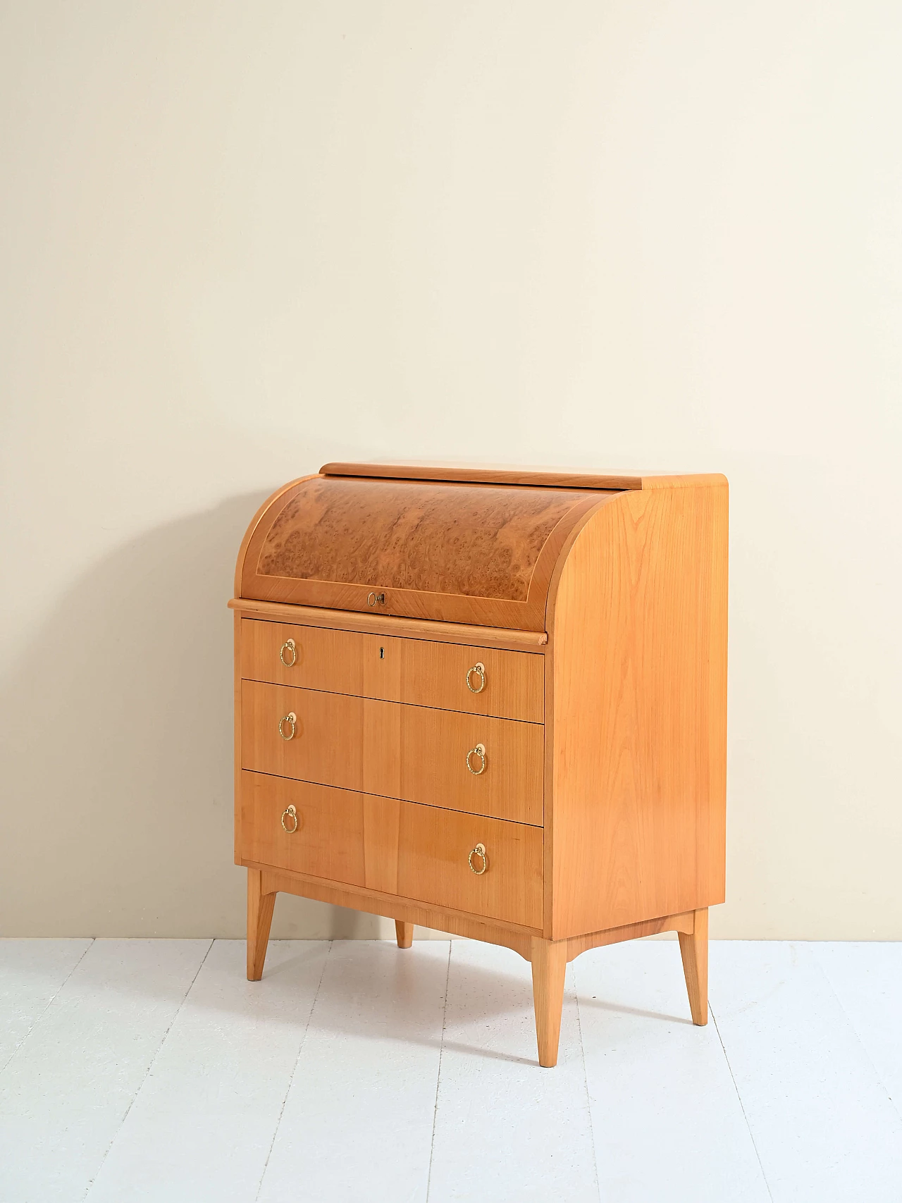 Teak secretaire cabinet with flap, 1940s 6