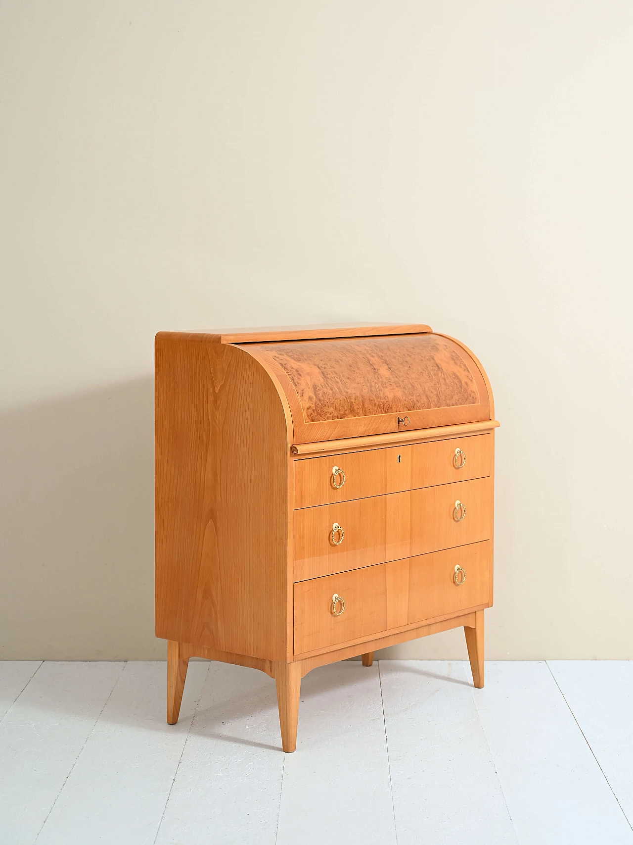 Teak secretaire cabinet with flap, 1940s 7