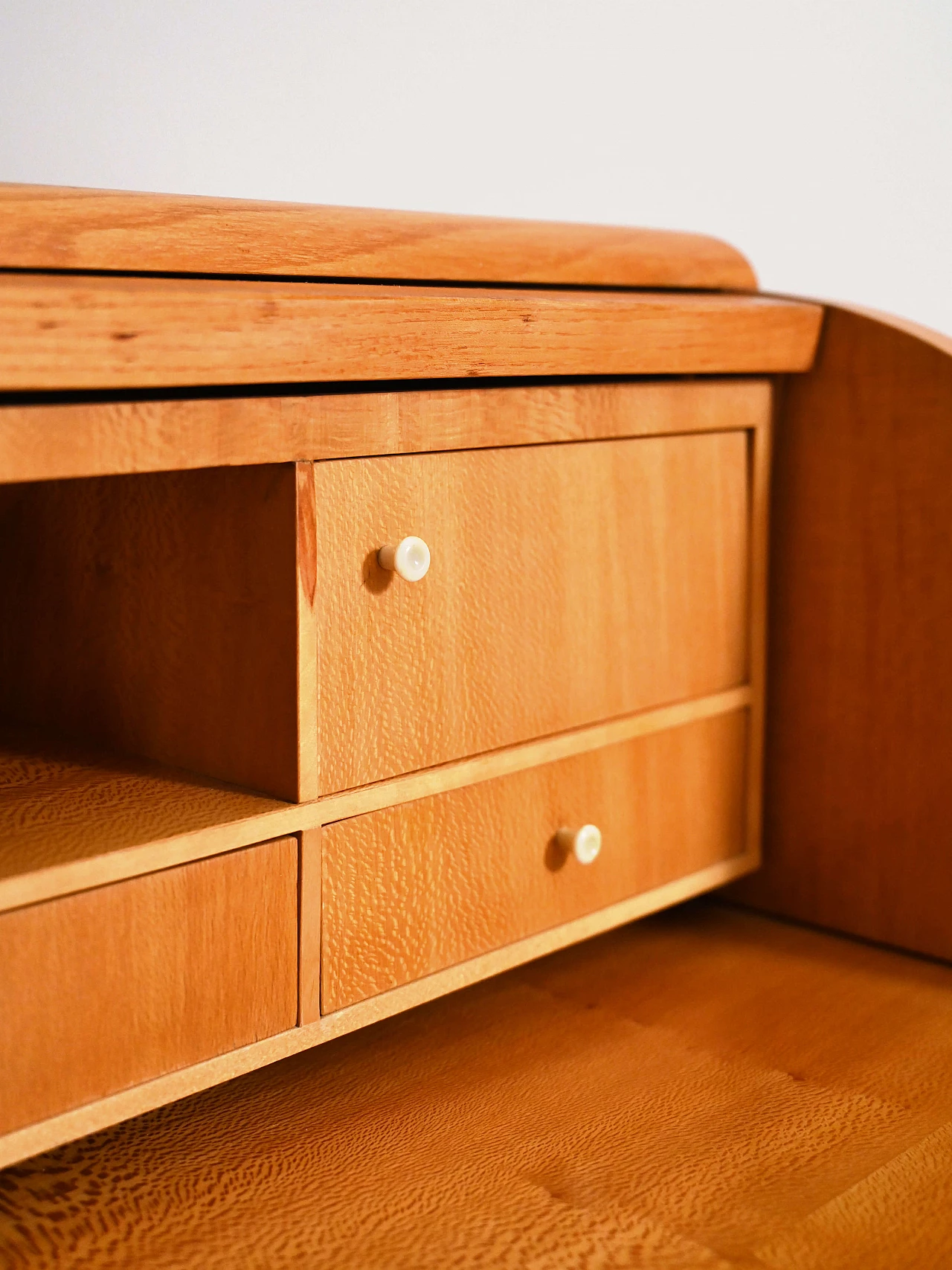 Teak secretaire cabinet with flap, 1940s 12