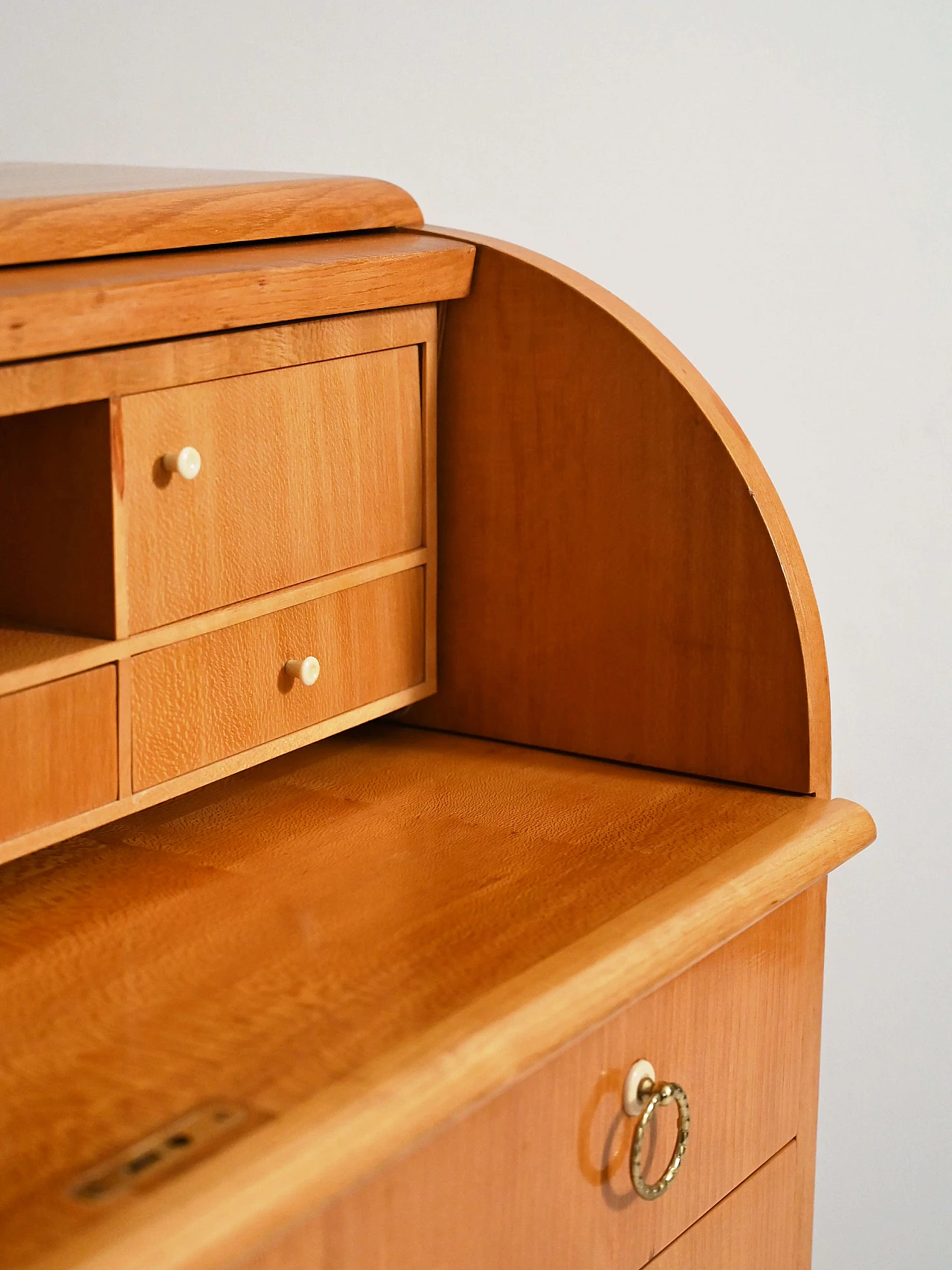 Teak secretaire cabinet with flap, 1940s 13