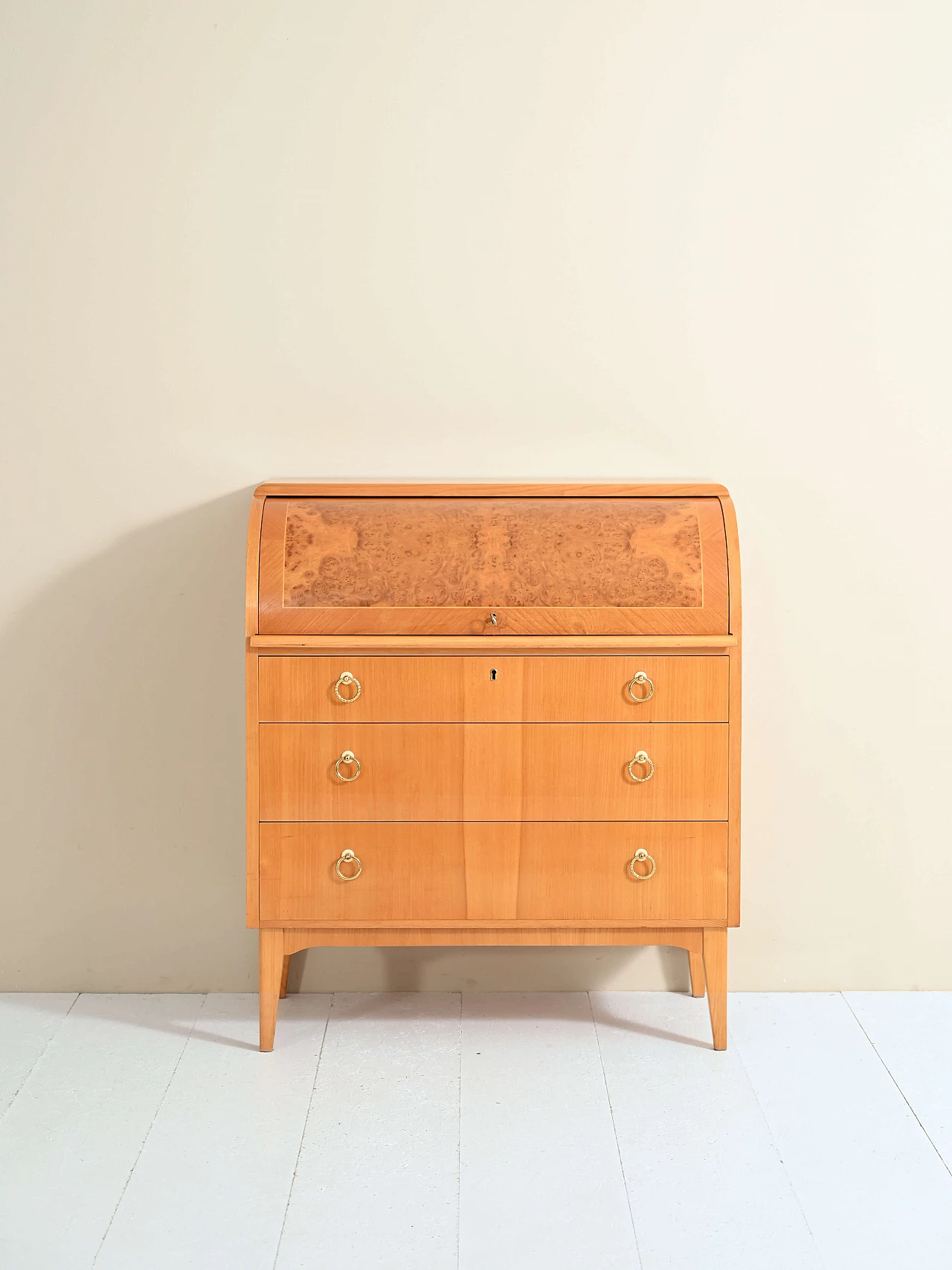 Teak secretaire cabinet with flap, 1940s 14