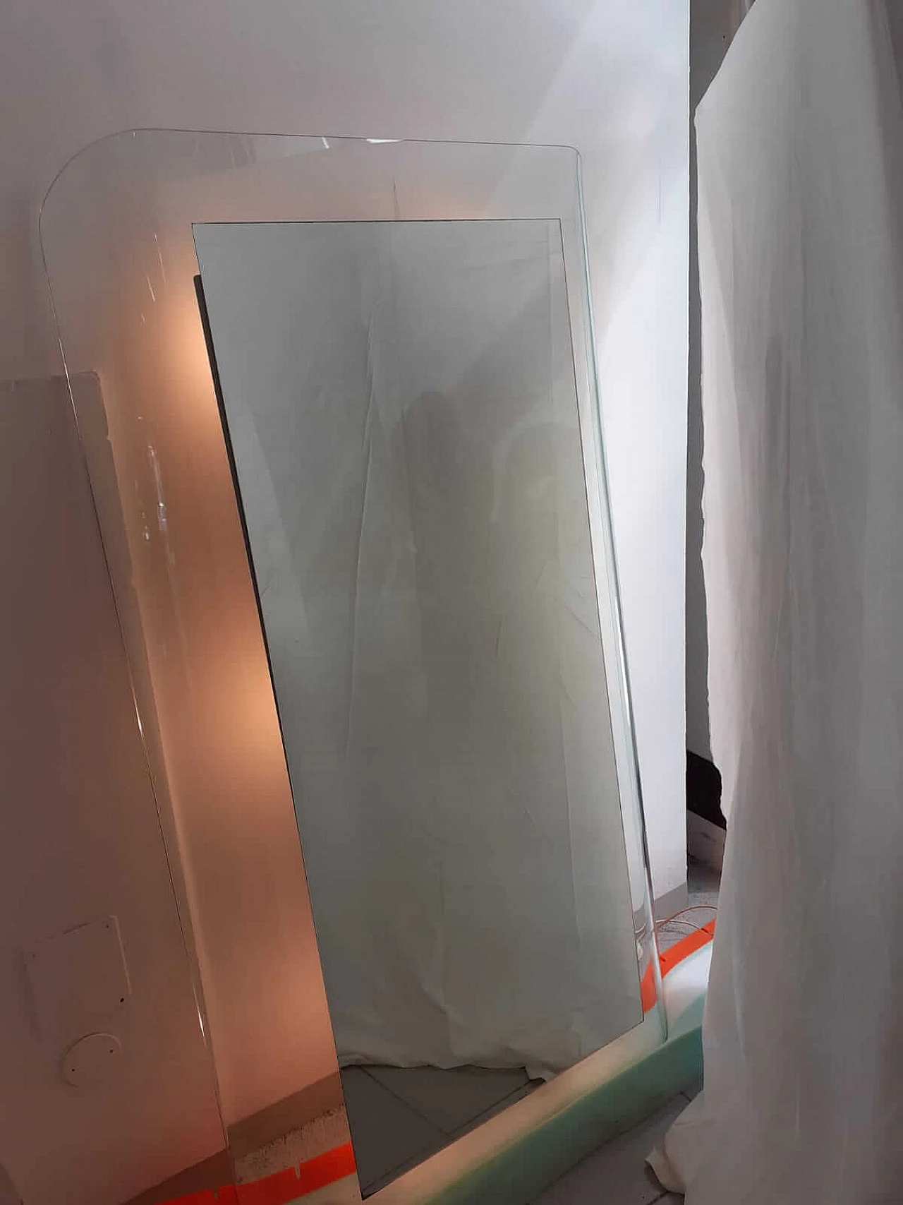 Mirror with interior lights in glass and metal, 1970s 11