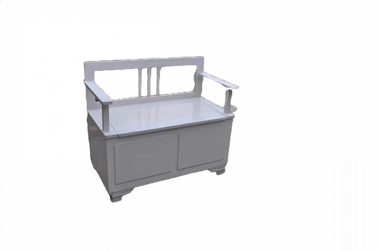 Panca Art Déco in pino riverniciato di bianco, anni '30 9