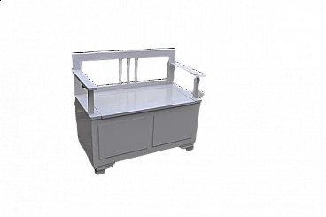 Panca Art Déco in pino riverniciato di bianco, anni '30