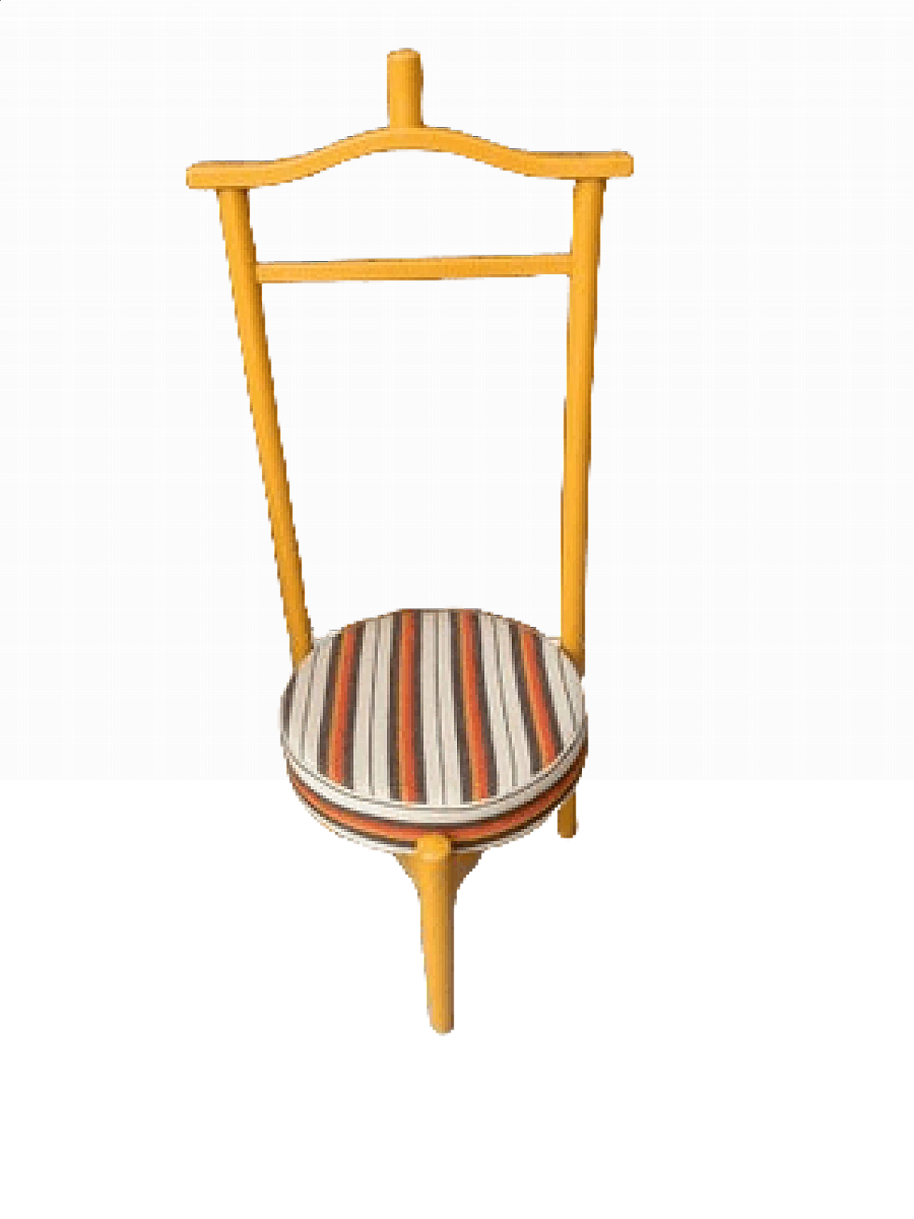 Appendiabiti in legno giallo con seduta imbottita, anni '50 6