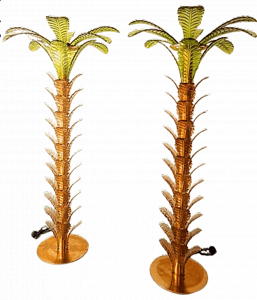 Pair of Murano glass palm-shaped floor lamps, 1970s
