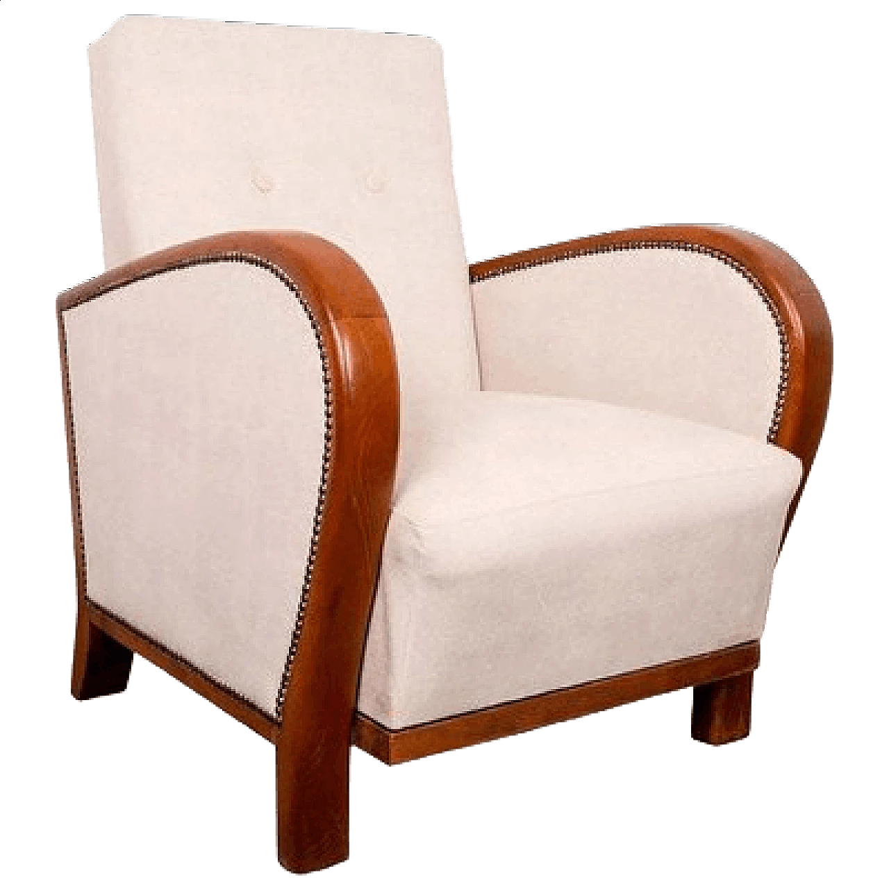 Hungarian Art Deco armchair with beige upholstery, 1930s 8