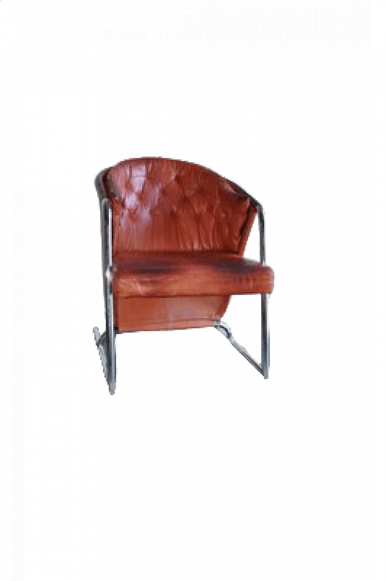 Poltrona in metallo con rivestimento in pelle, anni '70 10