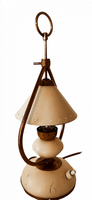 Brass and aluminium table lamp, 1950s