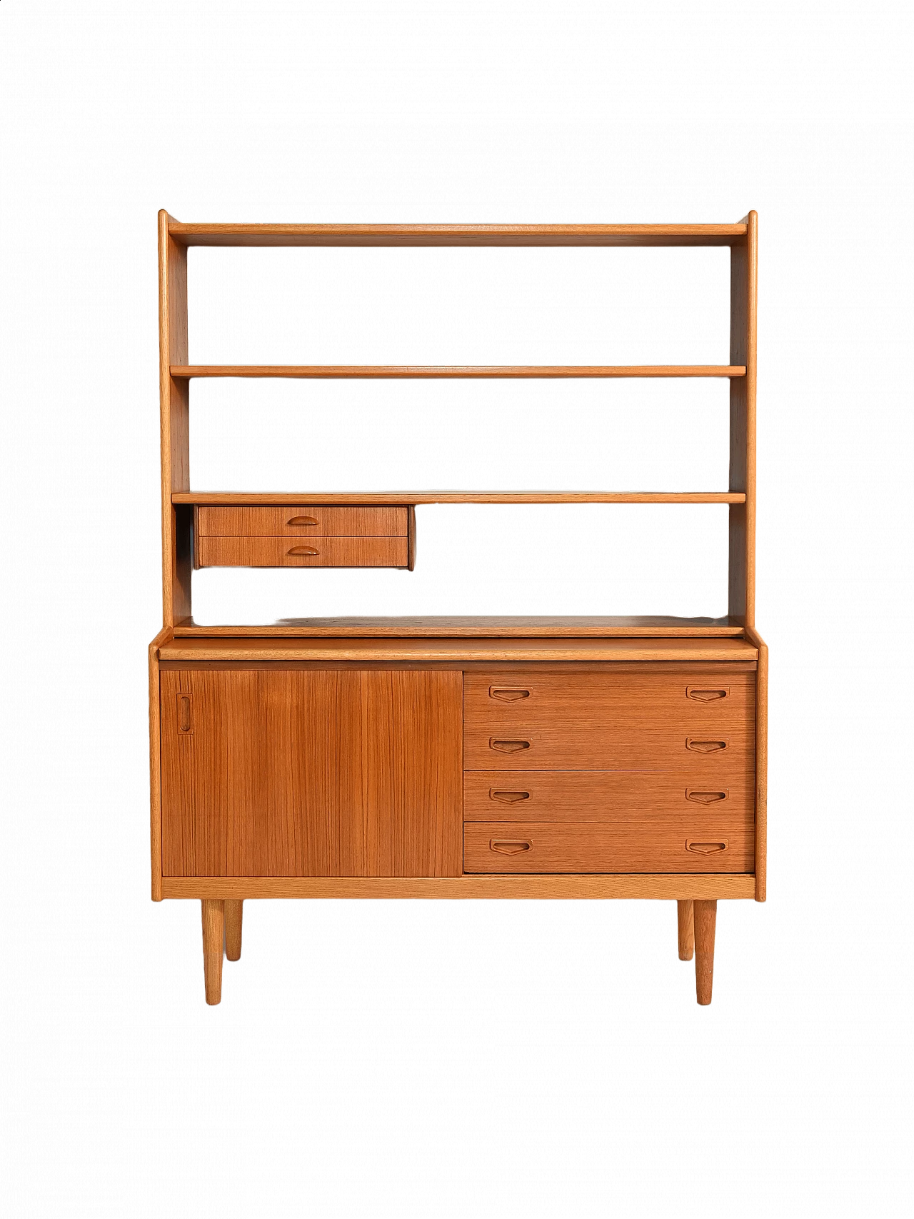 Libreria con scrittoio estraibile in teak, anni '60 15