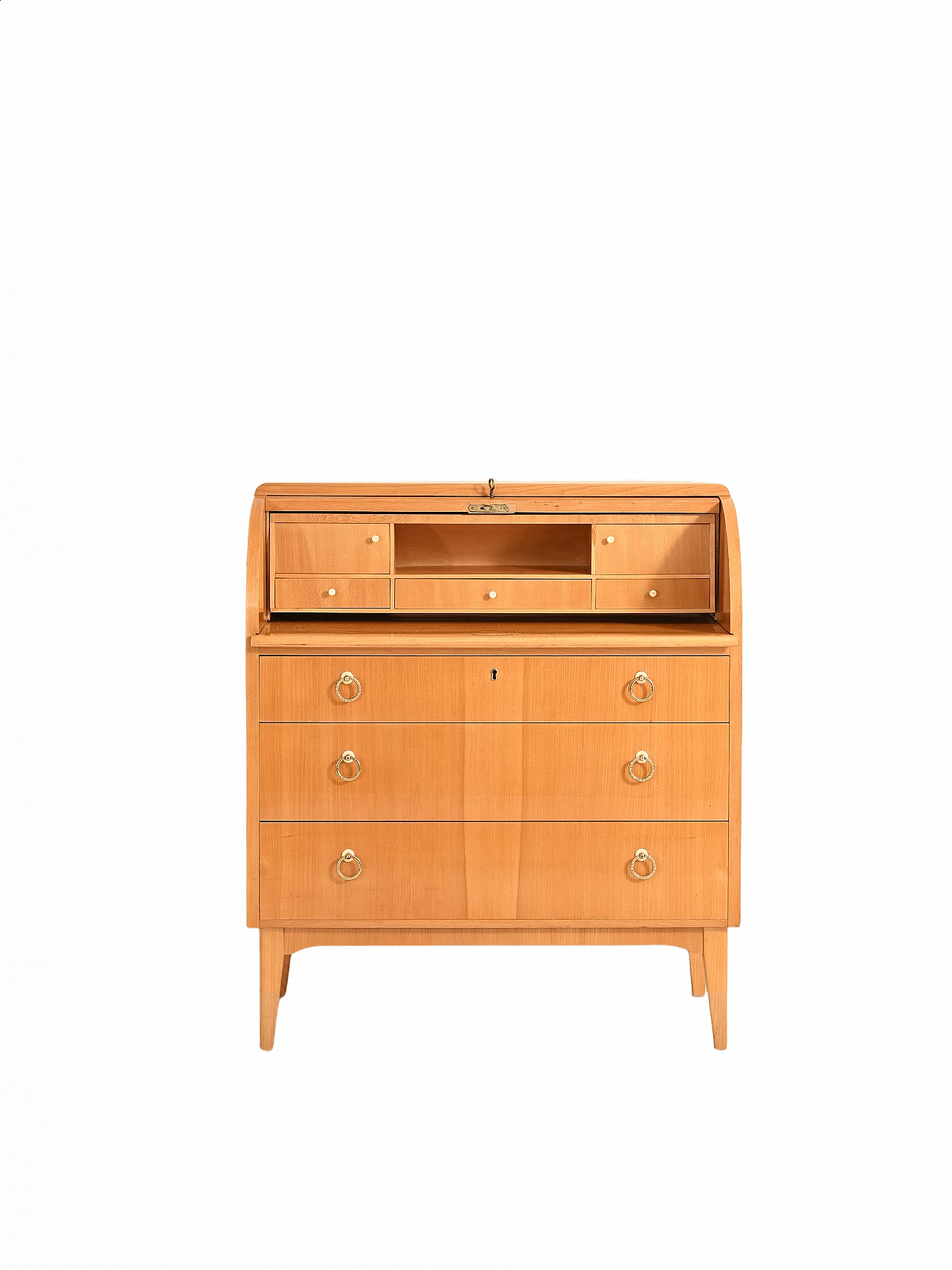 Teak secretaire cabinet with flap, 1940s 15