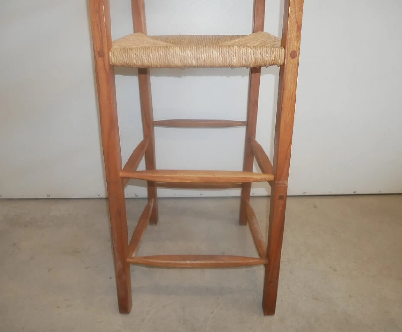 Large high chair in wood with armrests, 1940s 9