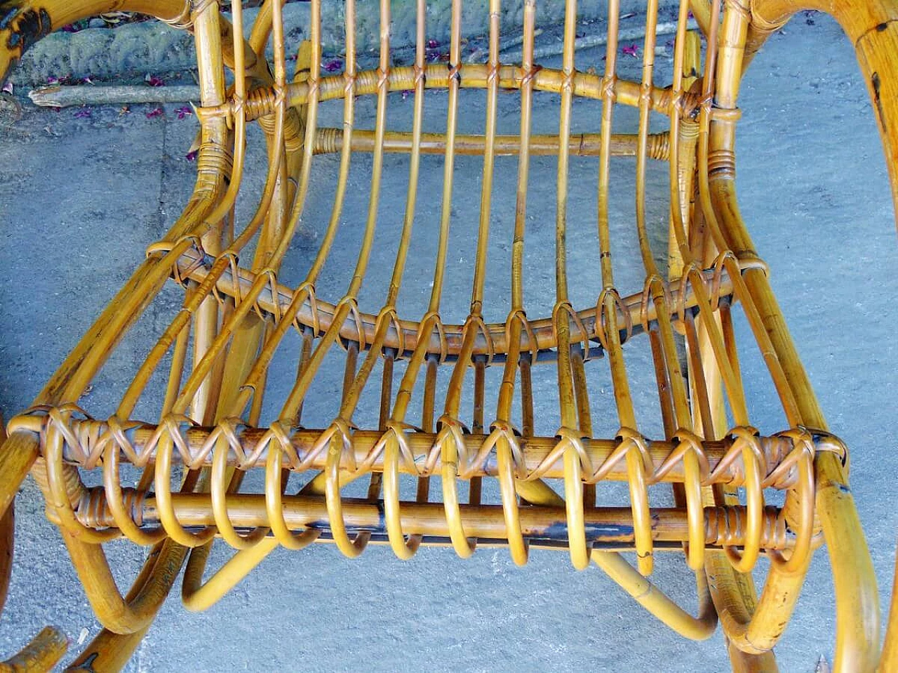Pair of bamboo armchairs, 1960s 5