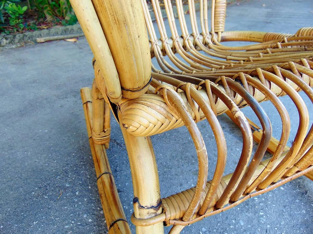 Pair of bamboo rocking chairs, 1960s 4