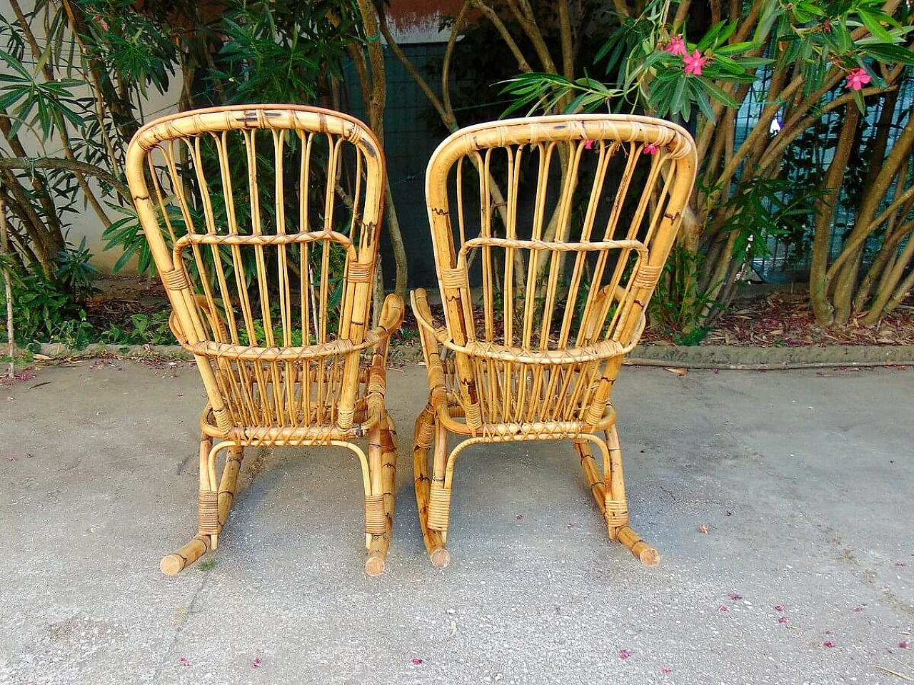Pair of bamboo rocking chairs, 1960s 9