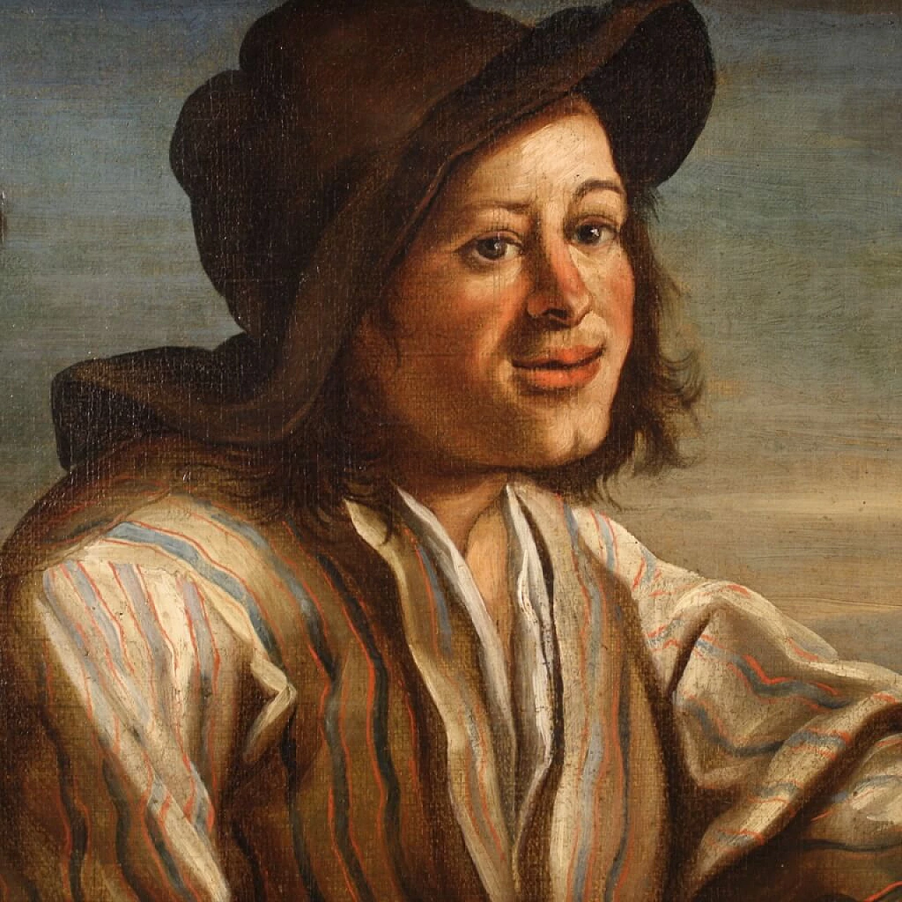 Olio su tela raffigurante un pastore con i suoi cani, '600 7