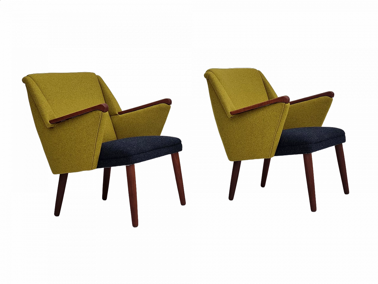 Pair of teak and wool armchairs, 1960s 19