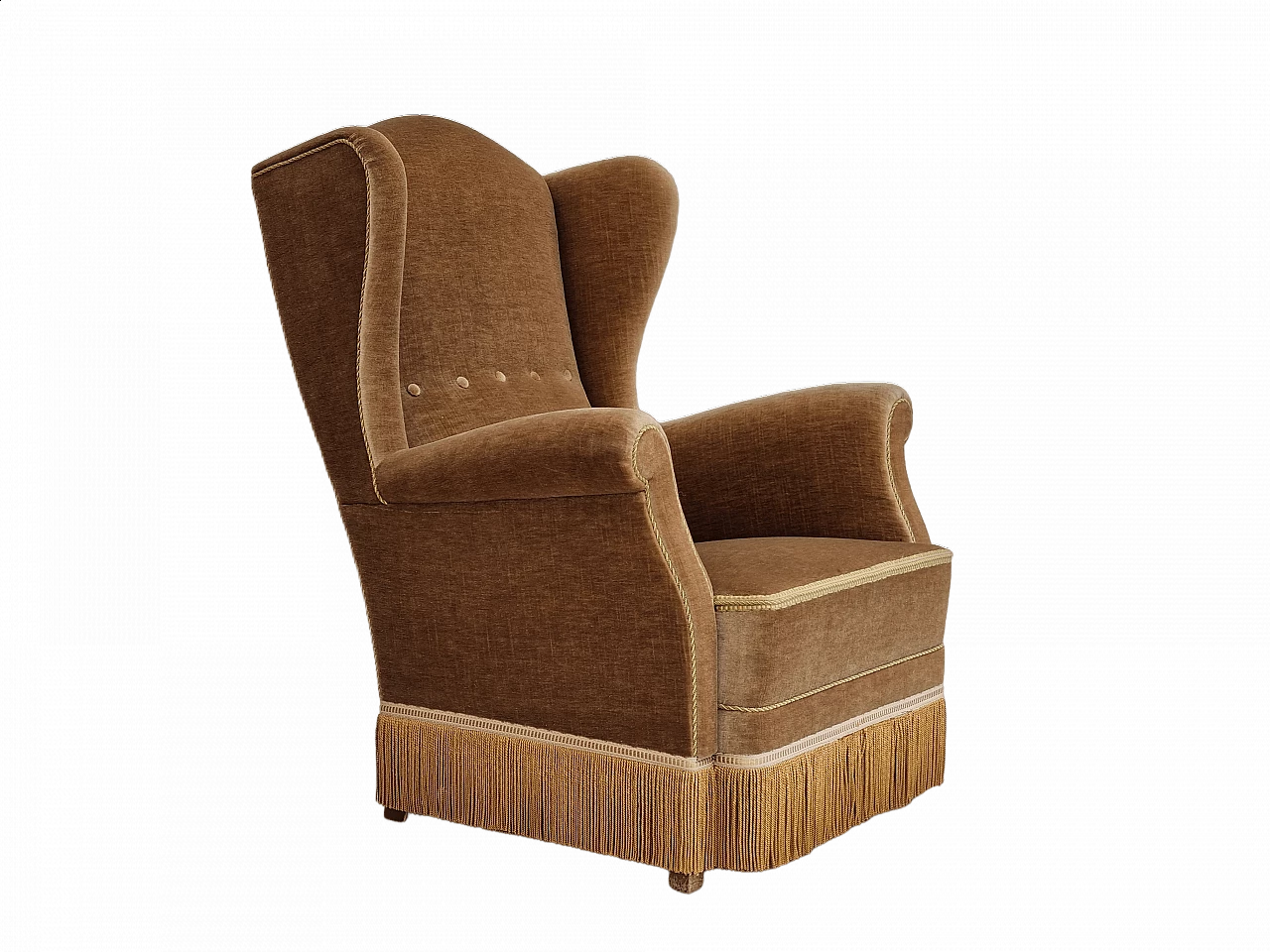 Velvet high-backed armchair, 1960s 22