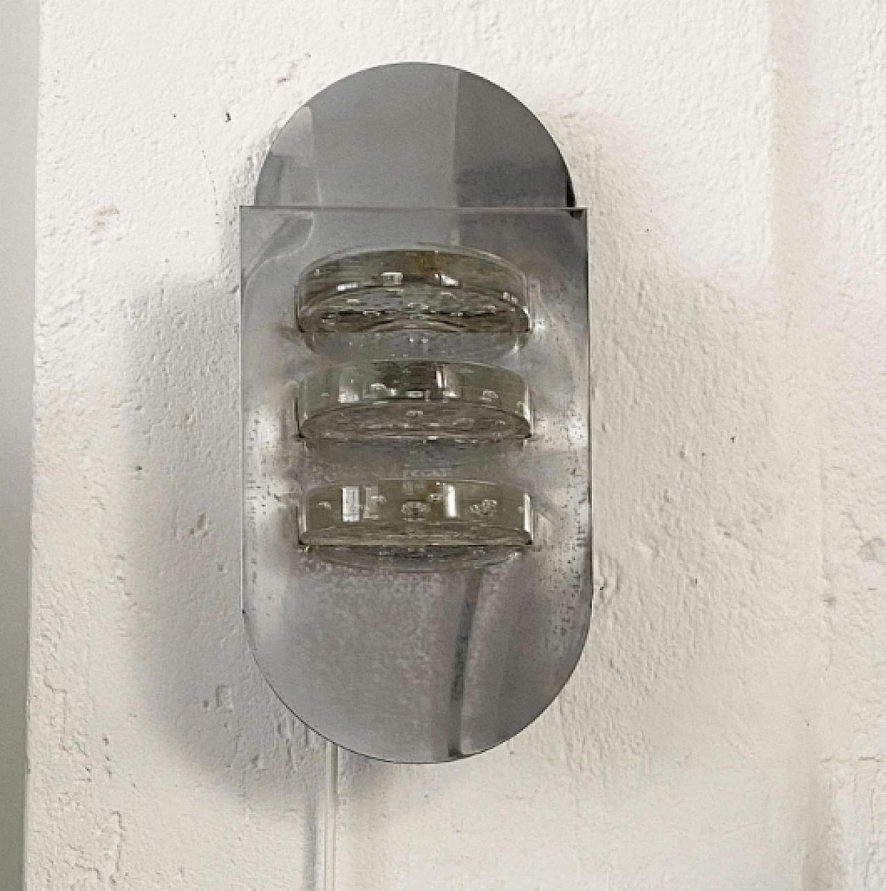 Pair of wall sconces in Murano glass and chrome metal, 1970s 5