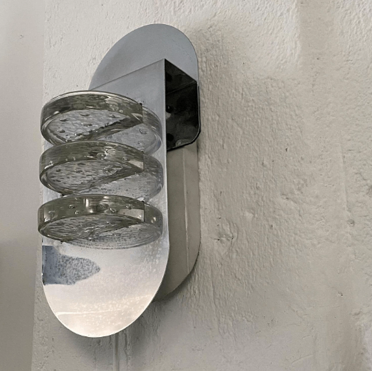Pair of wall sconces in Murano glass and chrome metal, 1970s 6